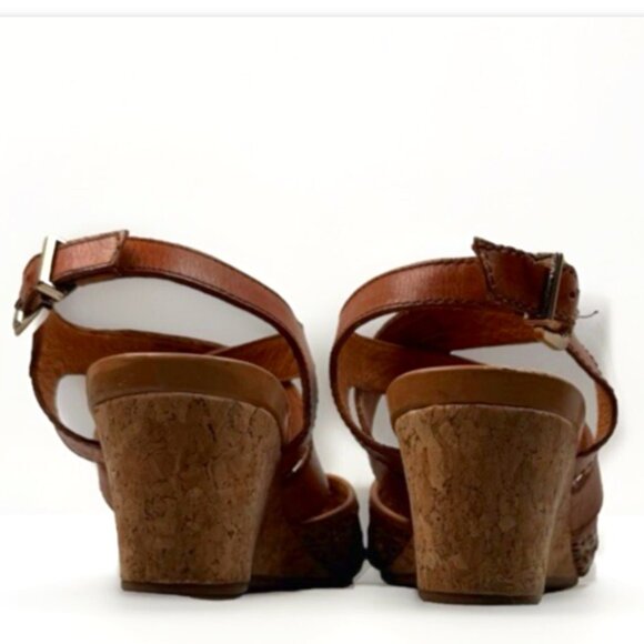 (9) NUTURE Harrpper Decorative LEATHER Sandals w/ 2.5" Cork Wedge Heels - Picture 4 of 8